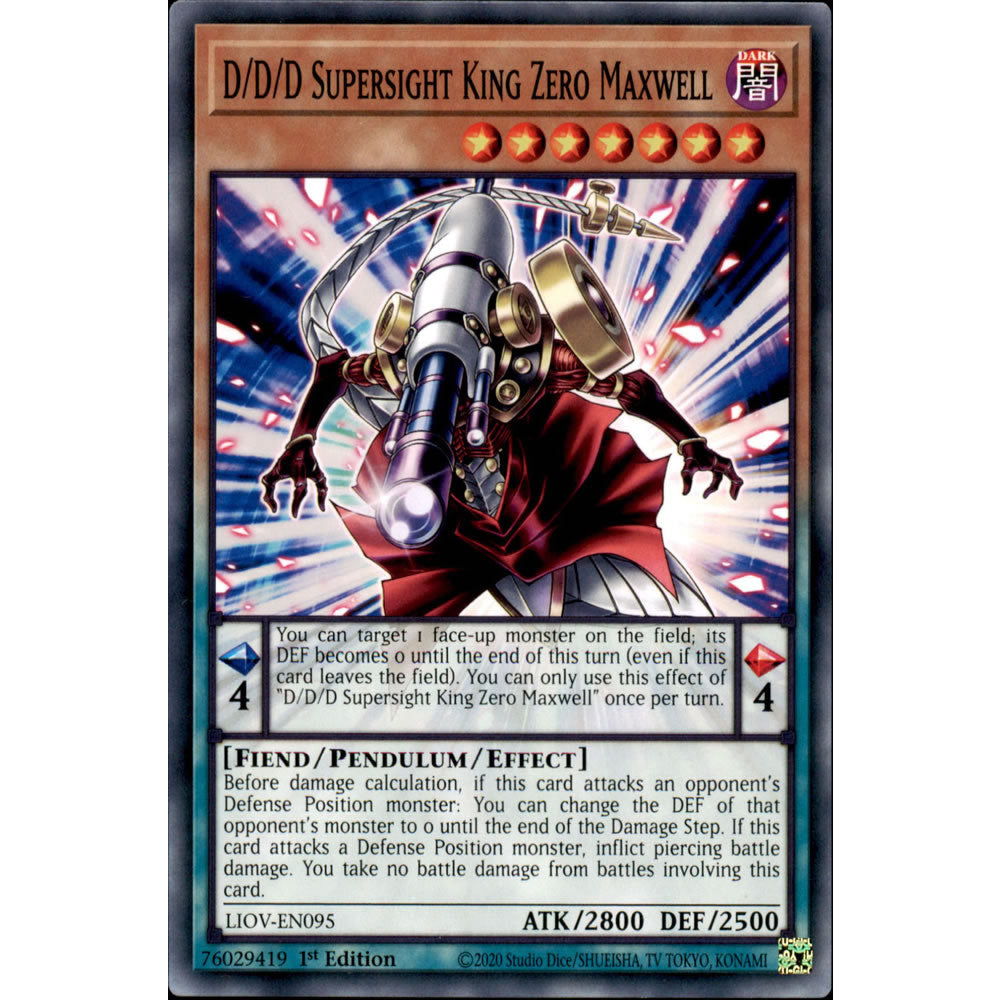 D/D/D Supersight King Zero Maxwell LIOV-EN095 Yu-Gi-Oh! Card from the Lightning Overdrive Set