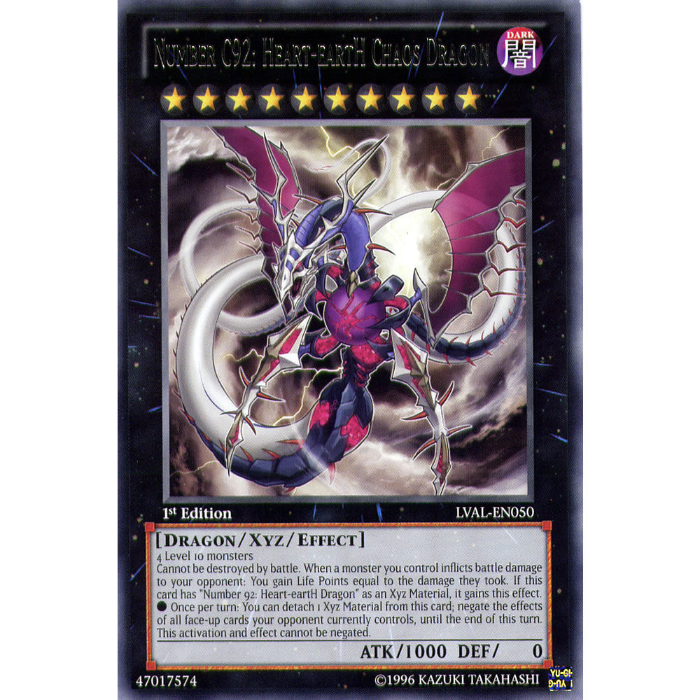 Number C92: Heart-eartH Chaos Dragon LVAL-EN050 Yu-Gi-Oh! Card from the Legacy of the Valiant Set