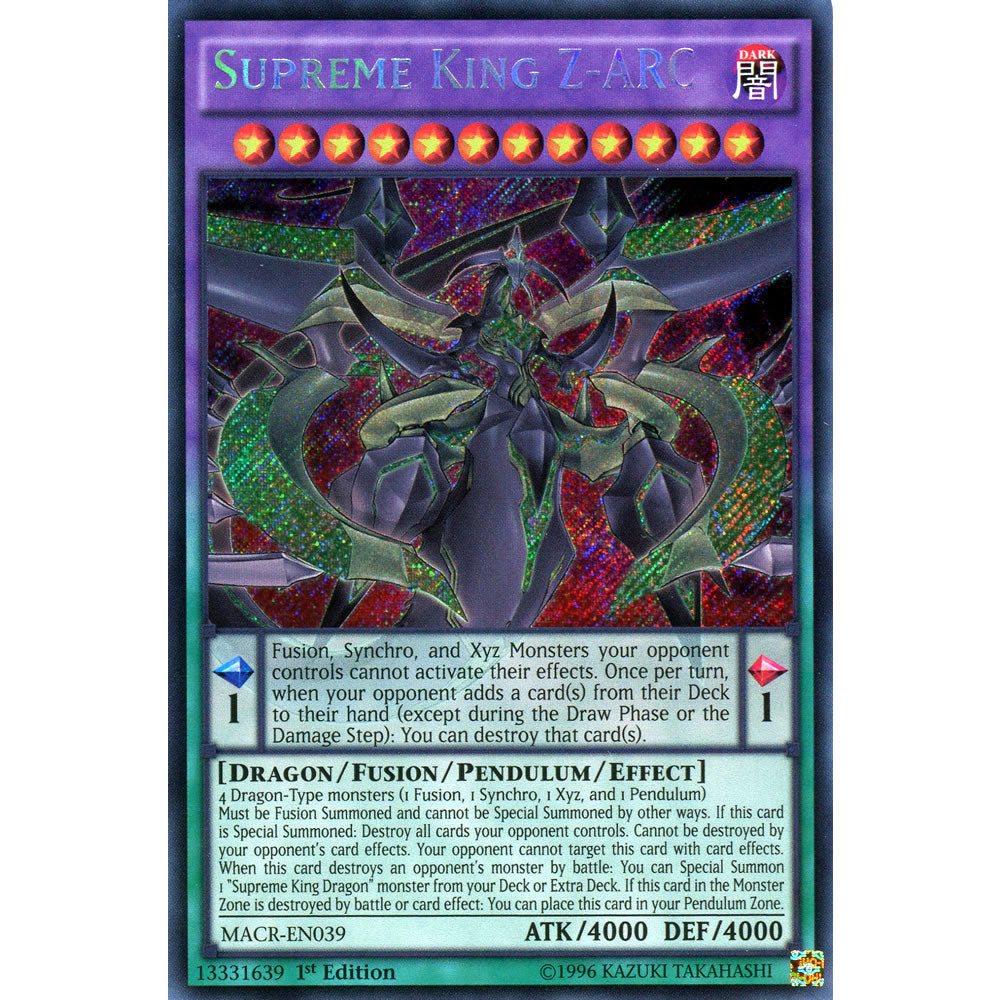 Supreme King Z-ARC MACR-EN039 Yu-Gi-Oh! Card from the Maximum Crisis Set