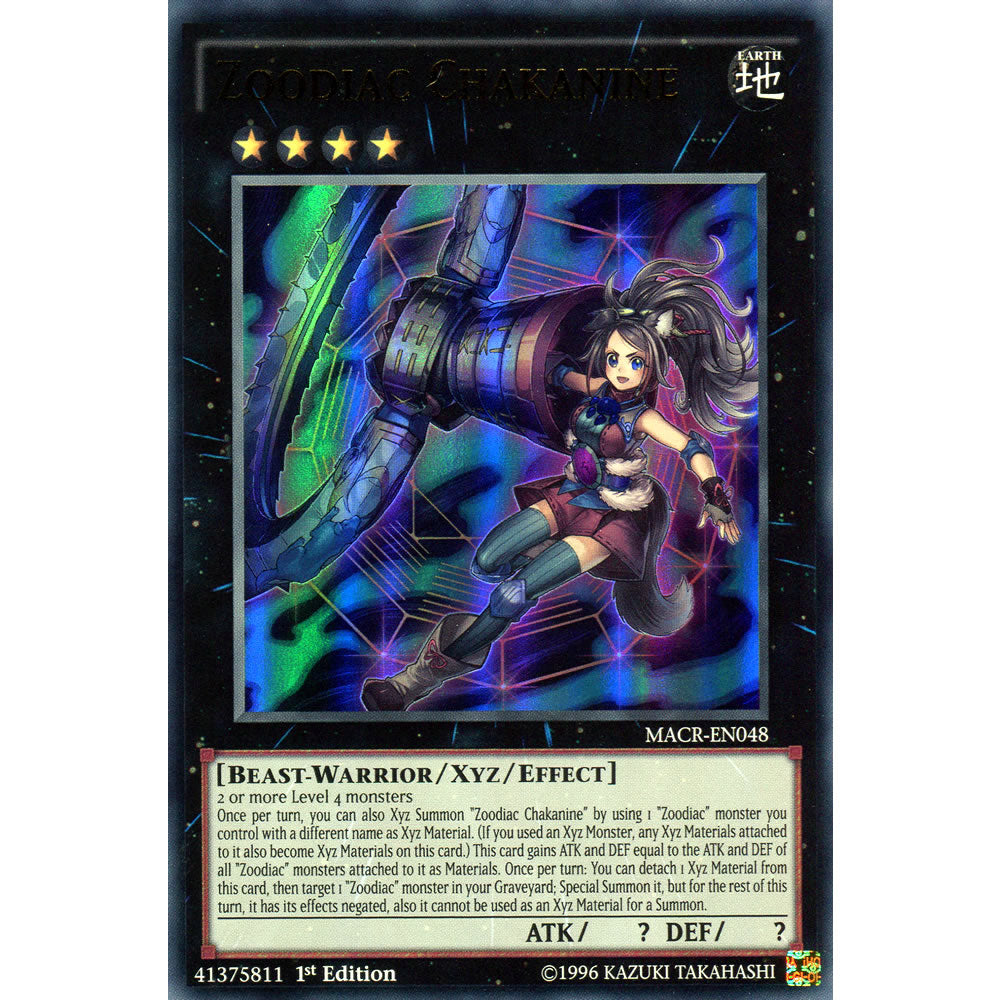 Zoodiac Chakanine MACR-EN048 Yu-Gi-Oh! Card from the Maximum Crisis Set