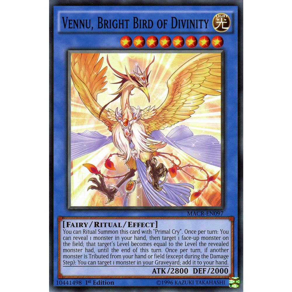 Vennu, Bright Bird of Divinity MACR-EN097 Yu-Gi-Oh! Card from the Maximum Crisis Set