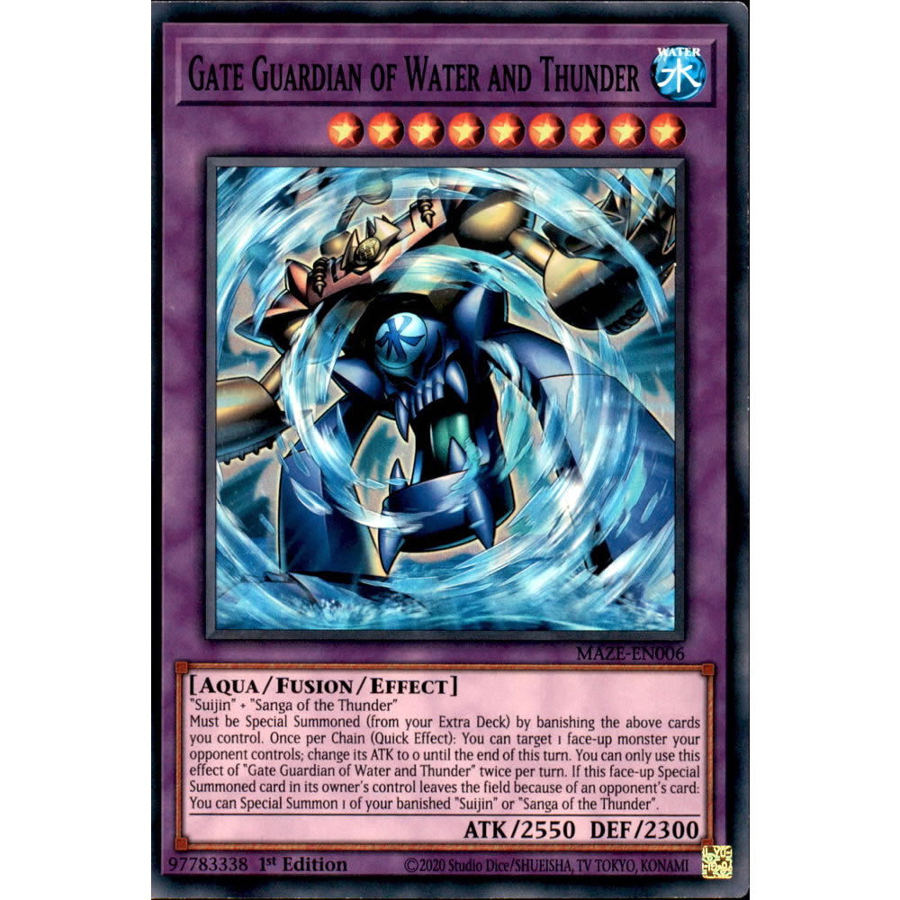 Gate Guardian of Water and Thunder MAZE-EN006 Yu-Gi-Oh! Card from the Maze of Memories Set
