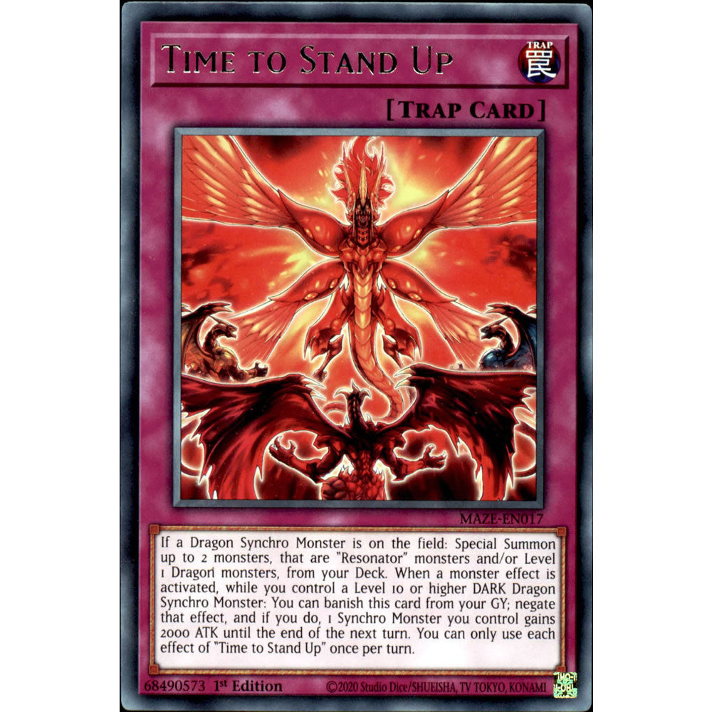 Time to Stand Up MAZE-EN017 Yu-Gi-Oh! Card from the Maze of Memories Set