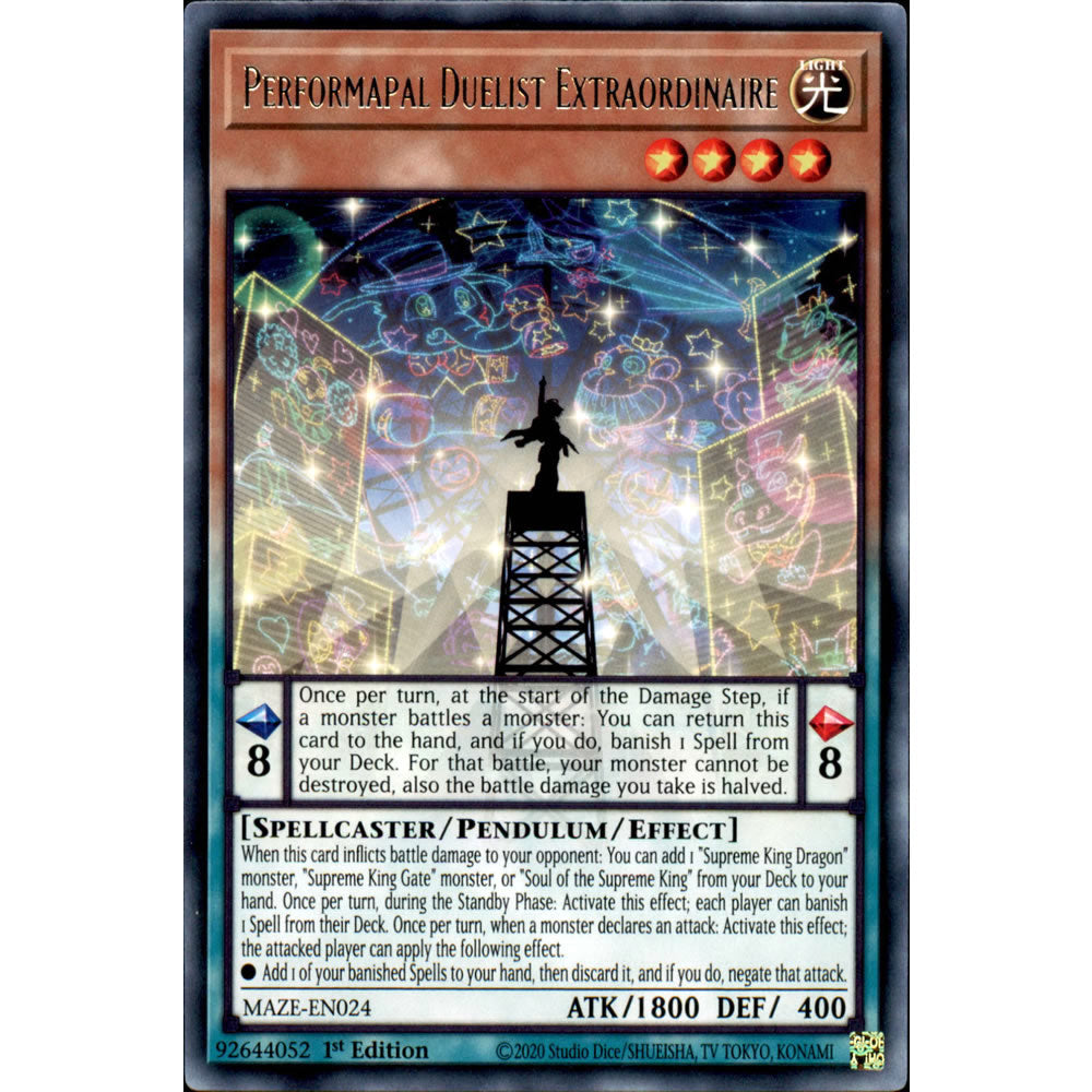 Performapal Duelist Extraordinaire MAZE-EN024 Yu-Gi-Oh! Card from the Maze of Memories Set