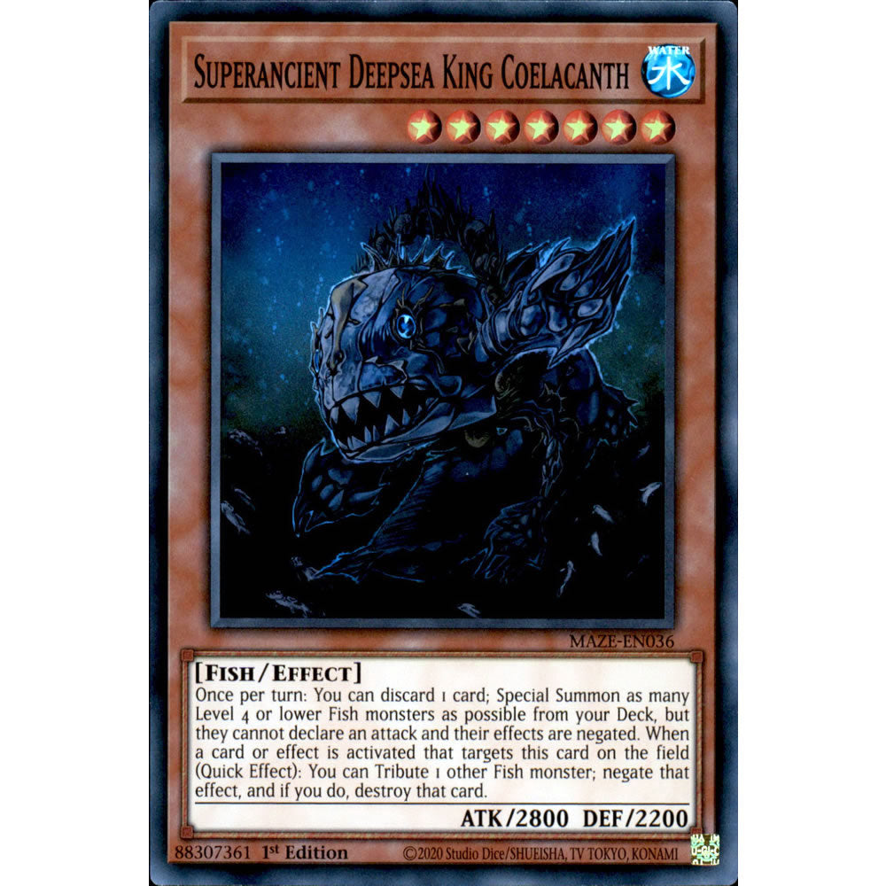 Superancient Deepsea King Coelacanth MAZE-EN036 Yu-Gi-Oh! Card from the Maze of Memories Set