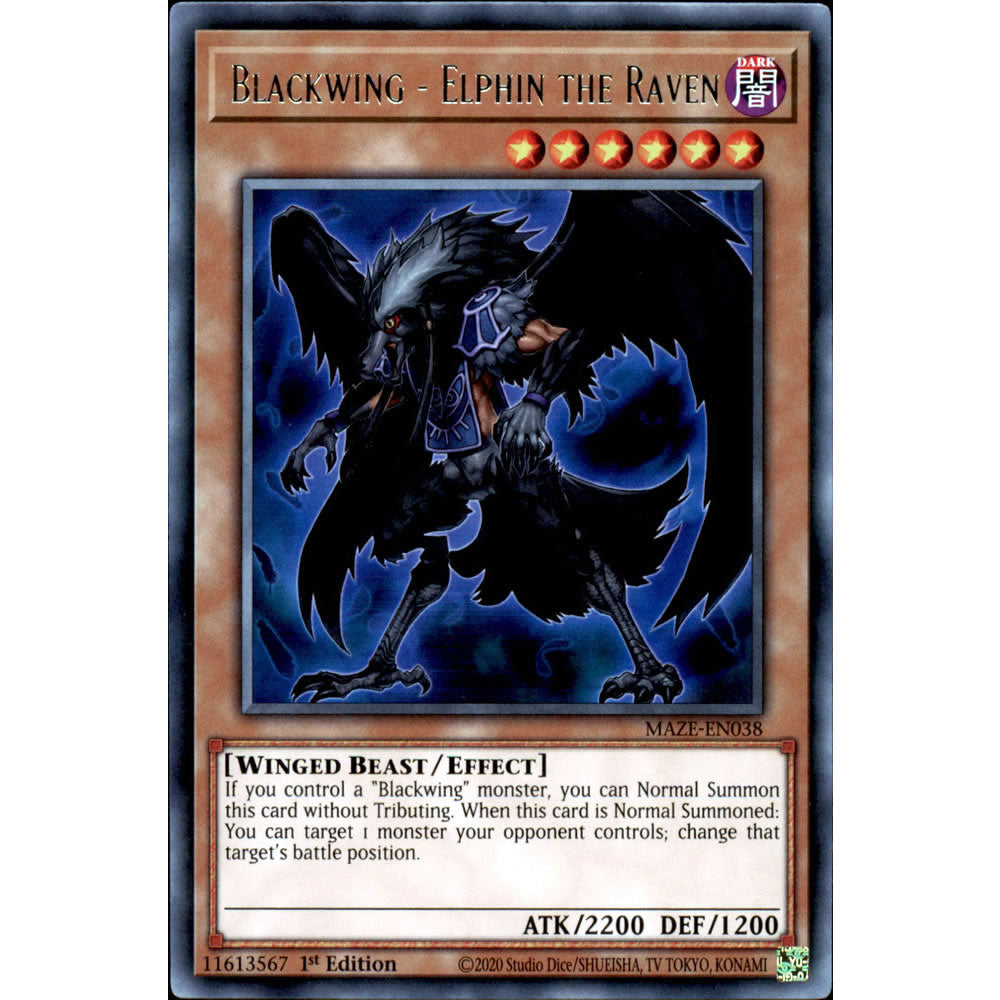 Blackwing - Elphin the Raven MAZE-EN038 Yu-Gi-Oh! Card from the Maze of Memories Set