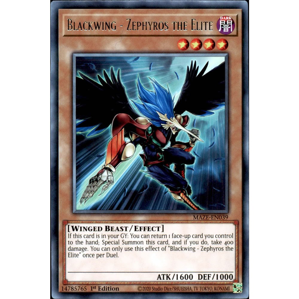 Blackwing - Zephyros the Elite MAZE-EN039 Yu-Gi-Oh! Card from the Maze of Memories Set