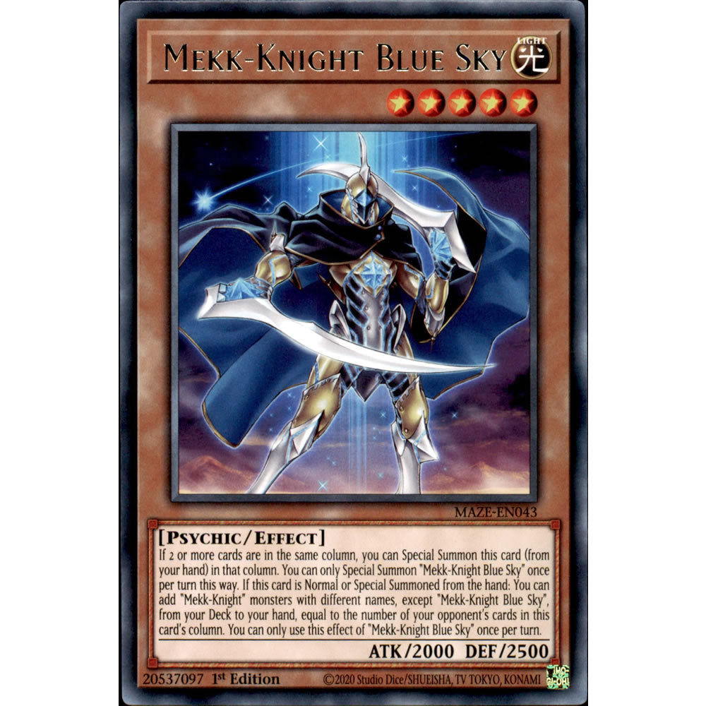 Mekk-Knight Blue Sky MAZE-EN043 Yu-Gi-Oh! Card from the Maze of Memories Set