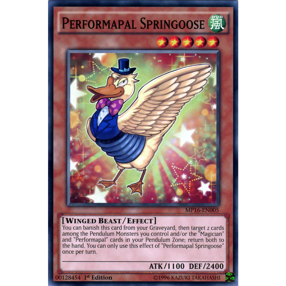 Performapal Springoose MP16-EN005 Yu-Gi-Oh! Card from the Mega Tin 2016 Mega Pack Set