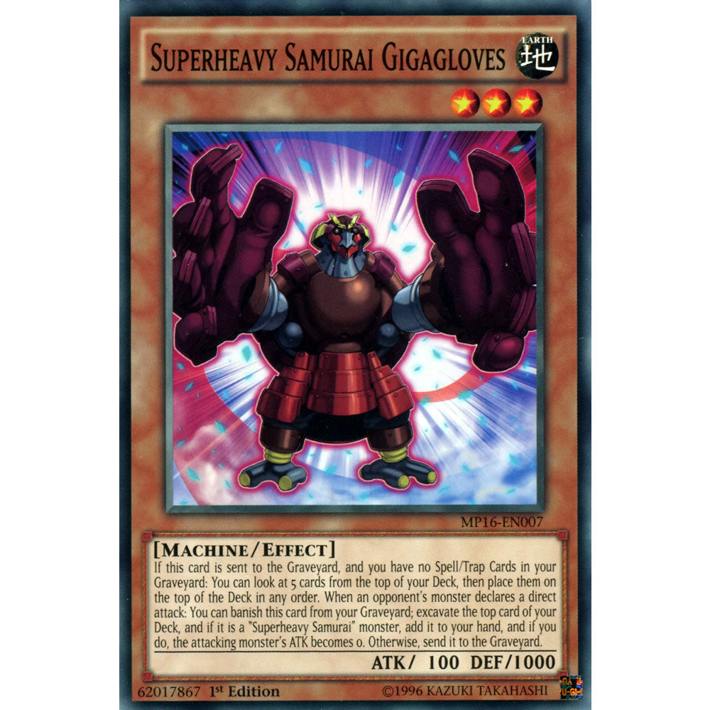 Superheavy Samurai Gigagloves MP16-EN007 Yu-Gi-Oh! Card from the Mega Tin 2016 Mega Pack Set