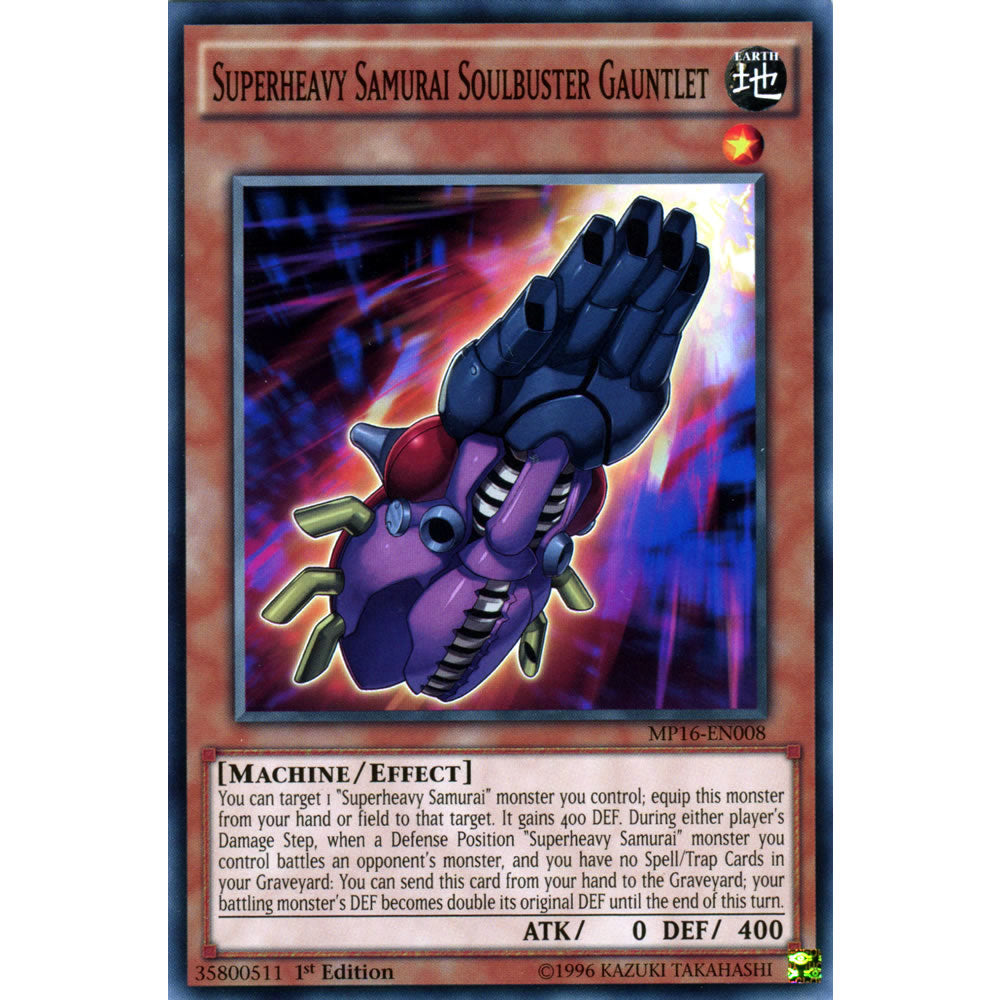 Superheavy Samurai Soulbuster Gauntlet MP16-EN008 Yu-Gi-Oh! Card from the Mega Tin 2016 Mega Pack Set