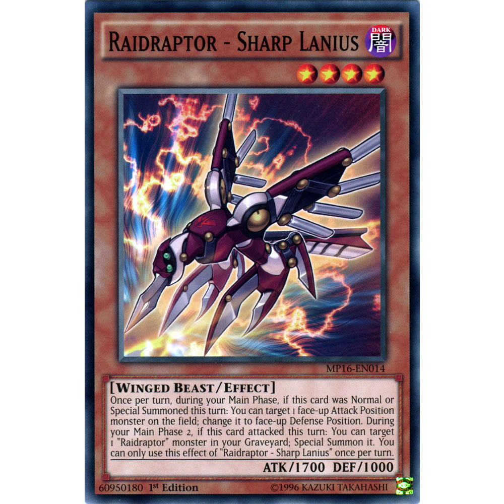 Raidraptor - Sharp Lanius MP16-EN014 Yu-Gi-Oh! Card from the Mega Tin 2016 Mega Pack Set