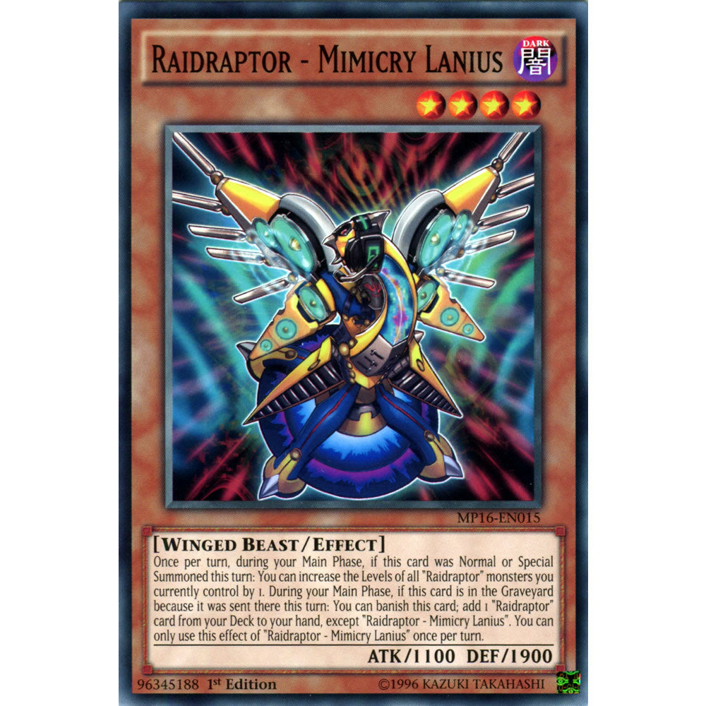 Raidraptor - Mimicry Lanius MP16-EN015 Yu-Gi-Oh! Card from the Mega Tin 2016 Mega Pack Set