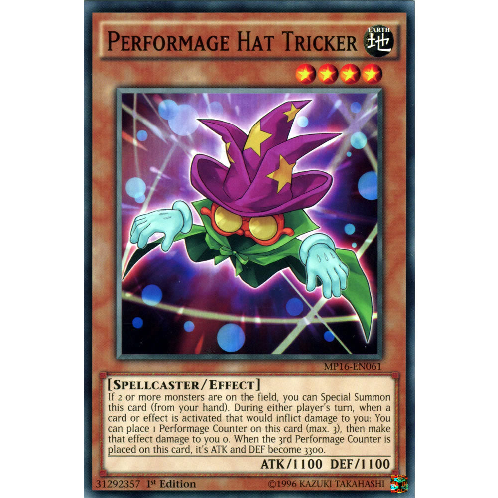 Performage Hat Tricker MP16-EN061 Yu-Gi-Oh! Card from the Mega Tin 2016 Mega Pack Set