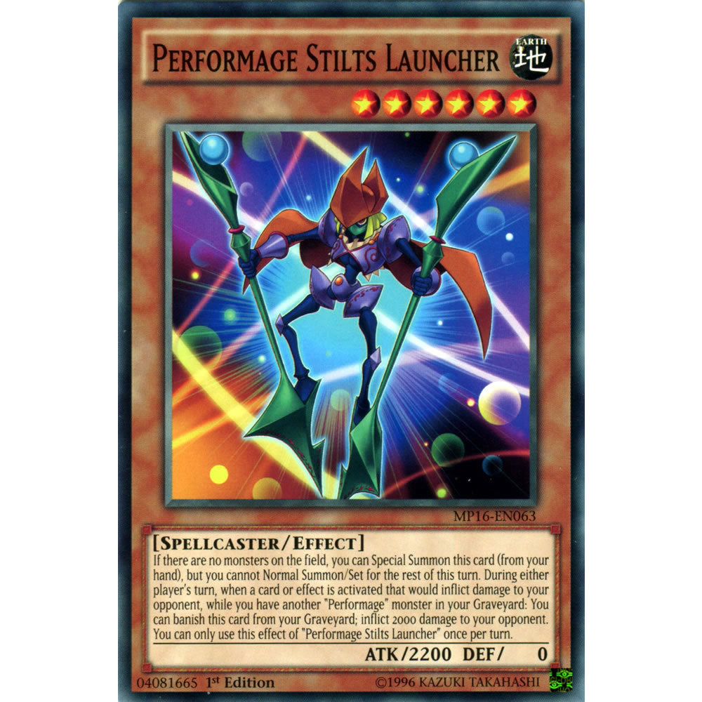 Performage Stilts Launcher MP16-EN063 Yu-Gi-Oh! Card from the Mega Tin 2016 Mega Pack Set