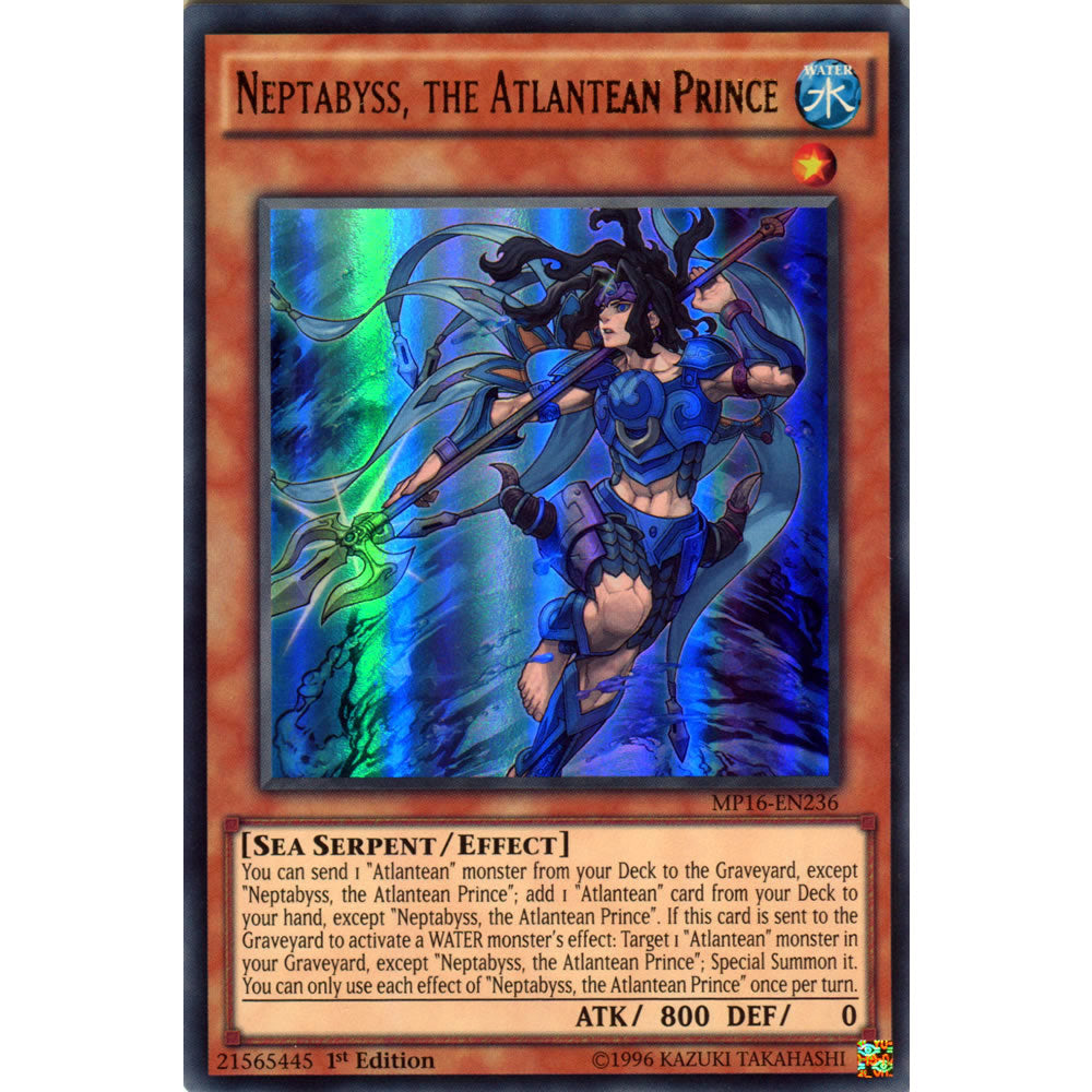 Neptabyss, the Atlantean Prince MP16-EN236 Yu-Gi-Oh! Card from the Mega Tin 2016 Mega Pack Set