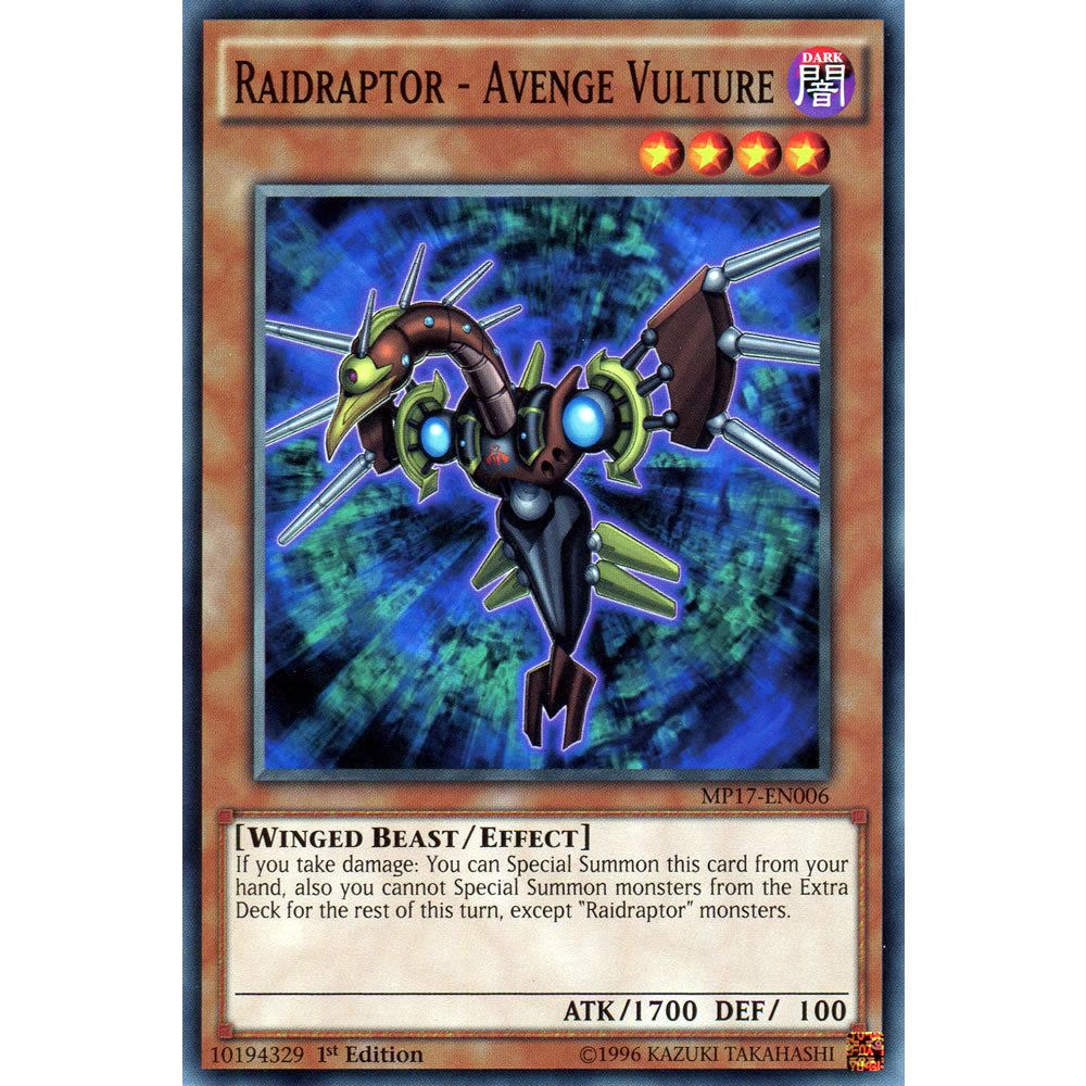 Raidraptor - Avenge Vulture MP17-EN006 Yu-Gi-Oh! Card from the Mega Tin 2017 Mega Pack Set