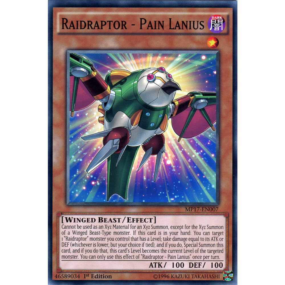 Raidraptor - Pain Lanius MP17-EN007 Yu-Gi-Oh! Card from the Mega Tin 2017 Mega Pack Set