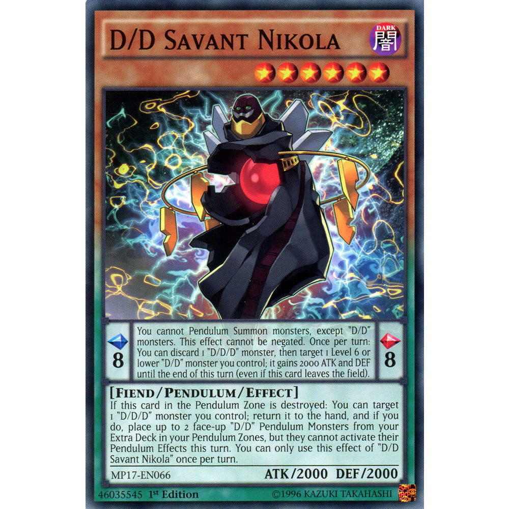D/D Savant Nikola MP17-EN066 Yu-Gi-Oh! Card from the Mega Tin 2017 Mega Pack Set