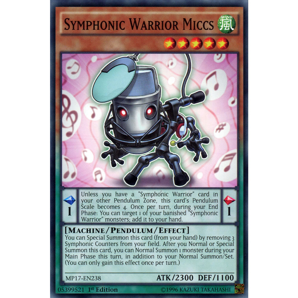 Symphonic Warrior Miccs MP17-EN238 Yu-Gi-Oh! Card from the Mega Tin 2017 Mega Pack Set
