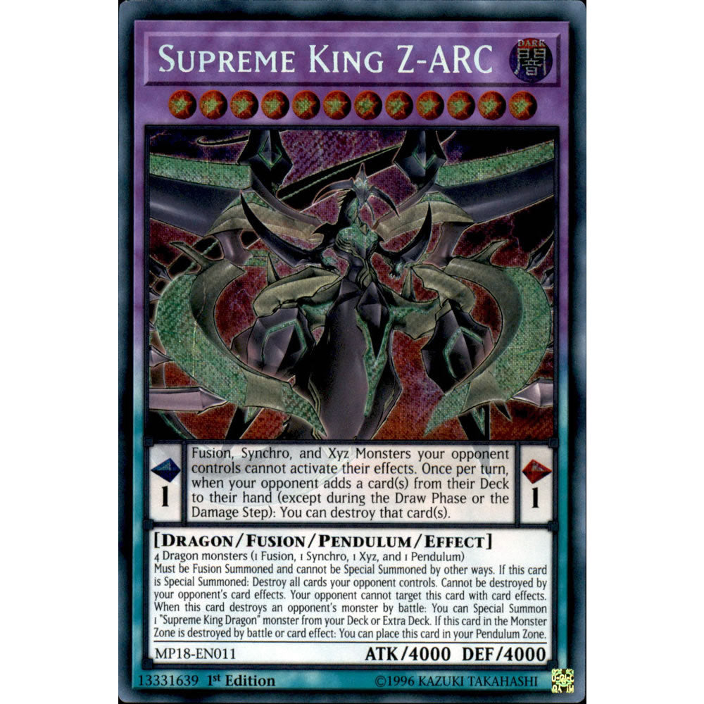 Supreme King Z-ARC MP18-EN011 Yu-Gi-Oh! Card from the Mega Tin 2018 Mega Pack Set