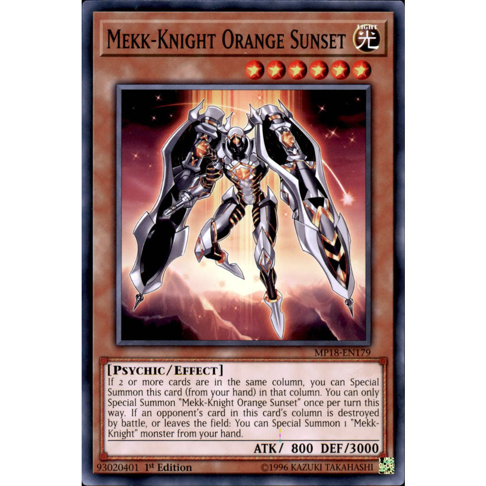 Mekk-Knight Orange Sunset MP18-EN179 Yu-Gi-Oh! Card from the Mega Tin 2018 Mega Pack Set