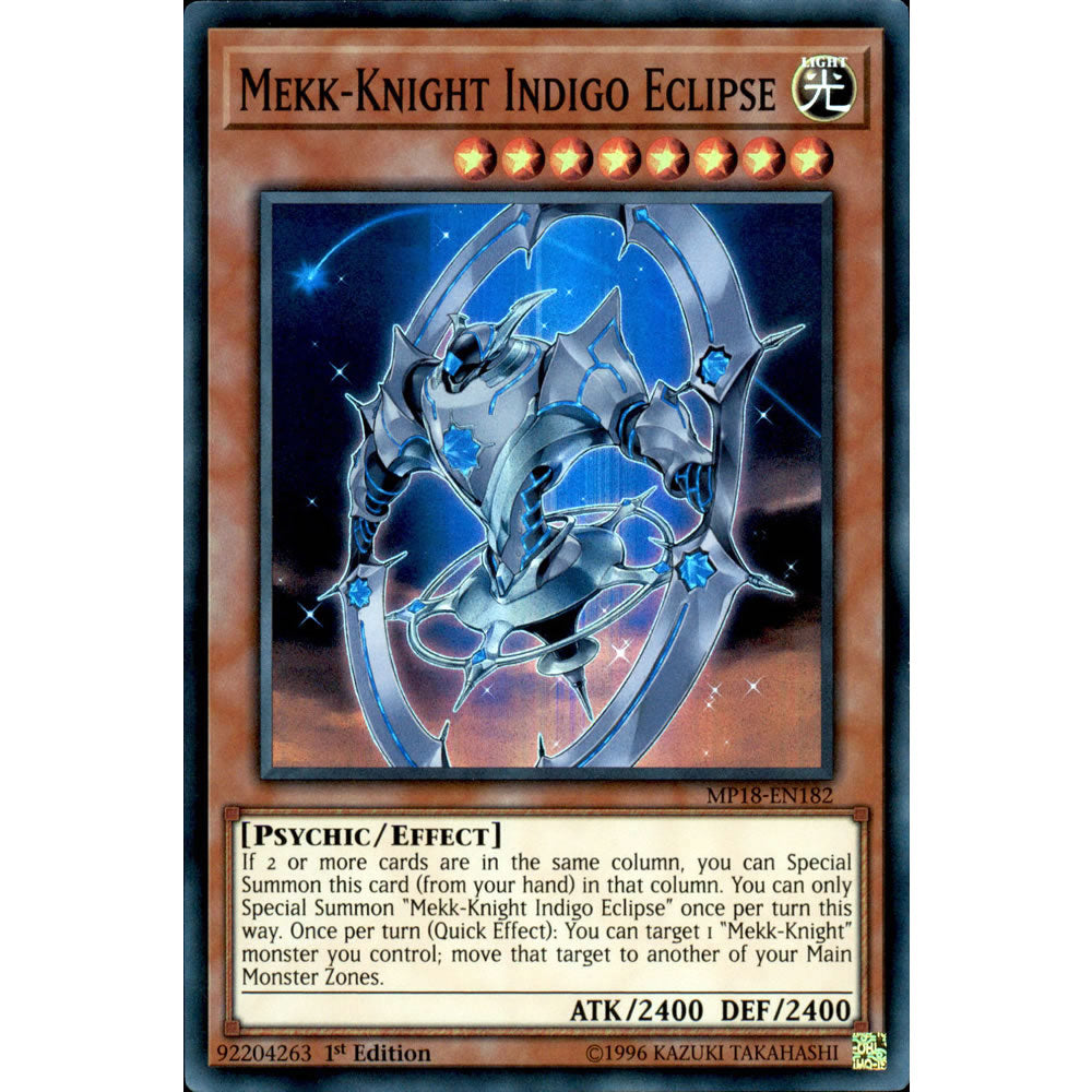 Mekk-Knight Indigo Eclipse MP18-EN182 Yu-Gi-Oh! Card from the Mega Tin 2018 Mega Pack Set