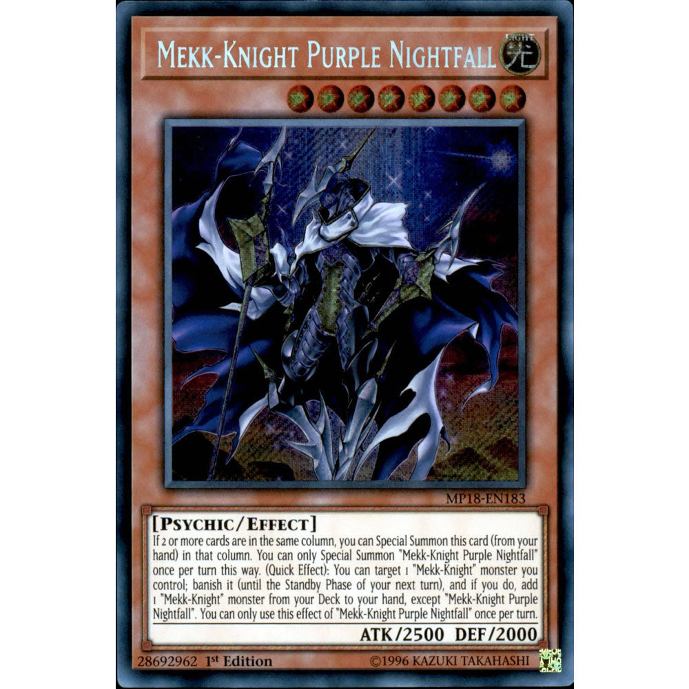 Mekk-Knight Purple Nightfall MP18-EN183 Yu-Gi-Oh! Card from the Mega Tin 2018 Mega Pack Set