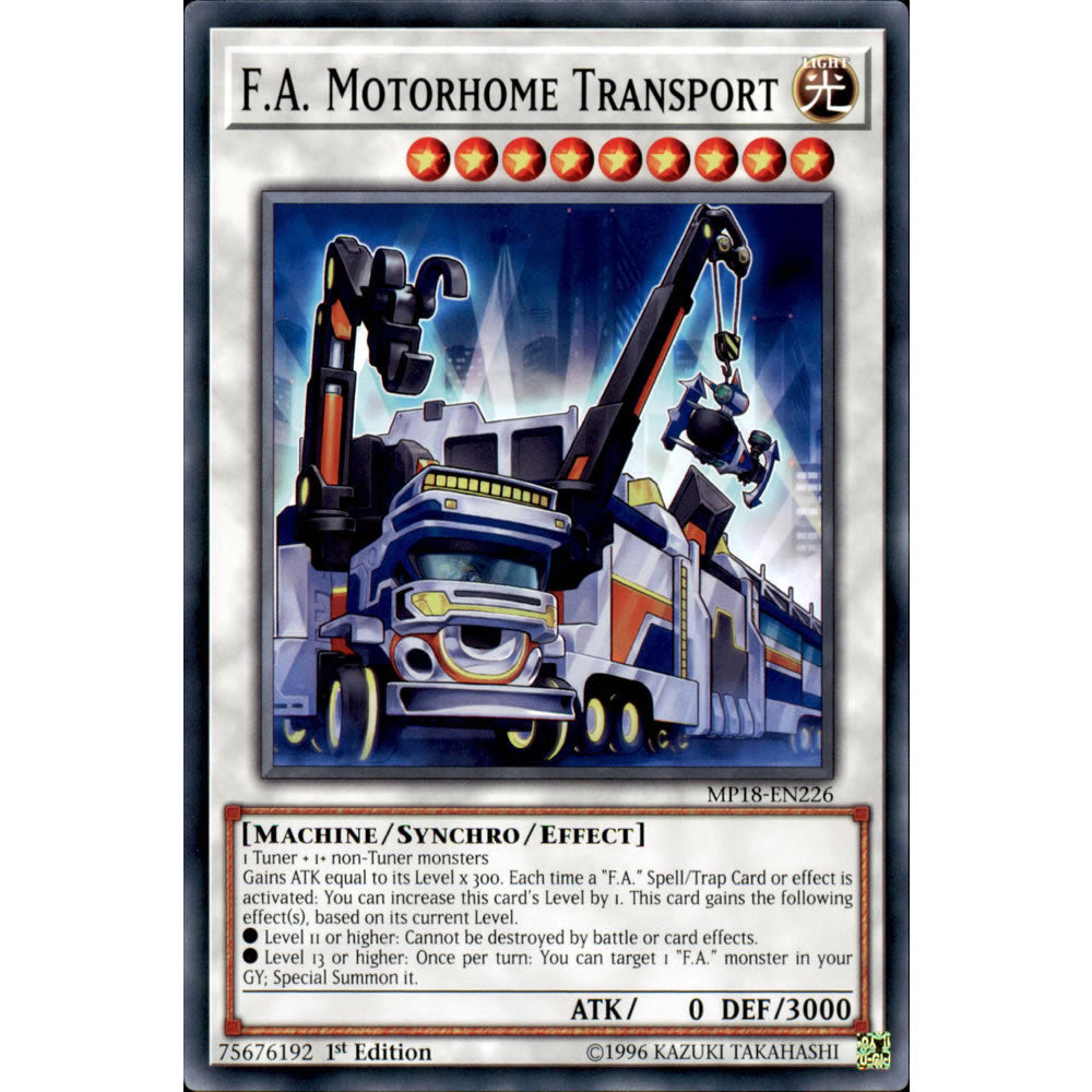F.A. Motorhome Transport MP18-EN226 Yu-Gi-Oh! Card from the Mega Tin 2018 Mega Pack Set