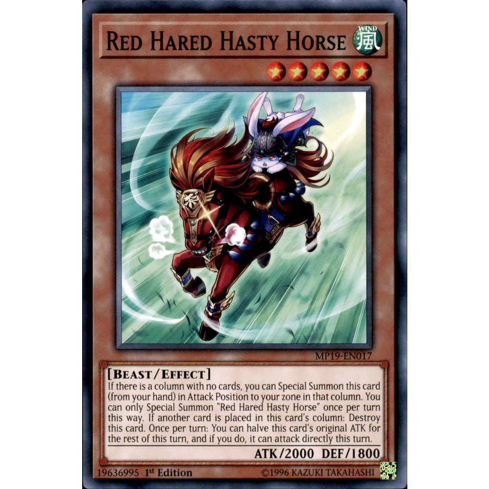 Red Hared Hasty Horse MP19-EN017 Yu-Gi-Oh! Card from the Mega Tin 2019 Mega Pack Set