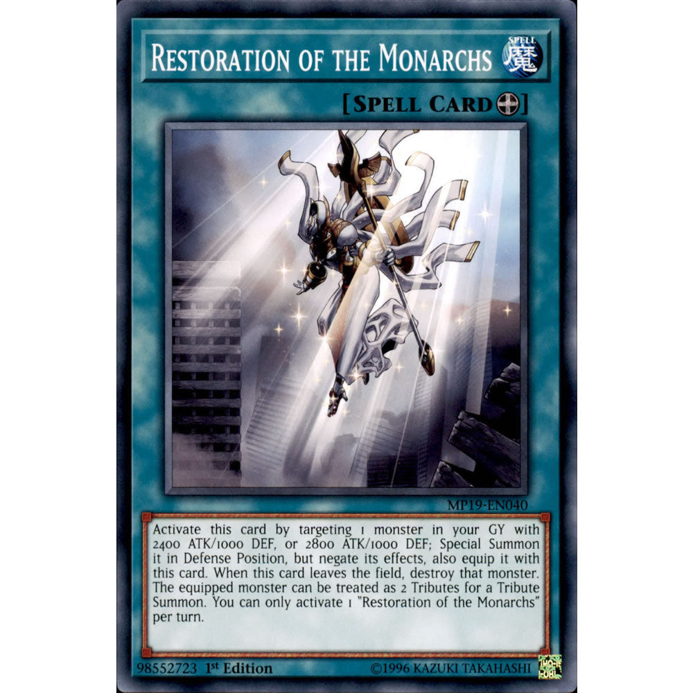 Restoration of the Monarchs MP19-EN040 Yu-Gi-Oh! Card from the Mega Tin 2019 Mega Pack Set