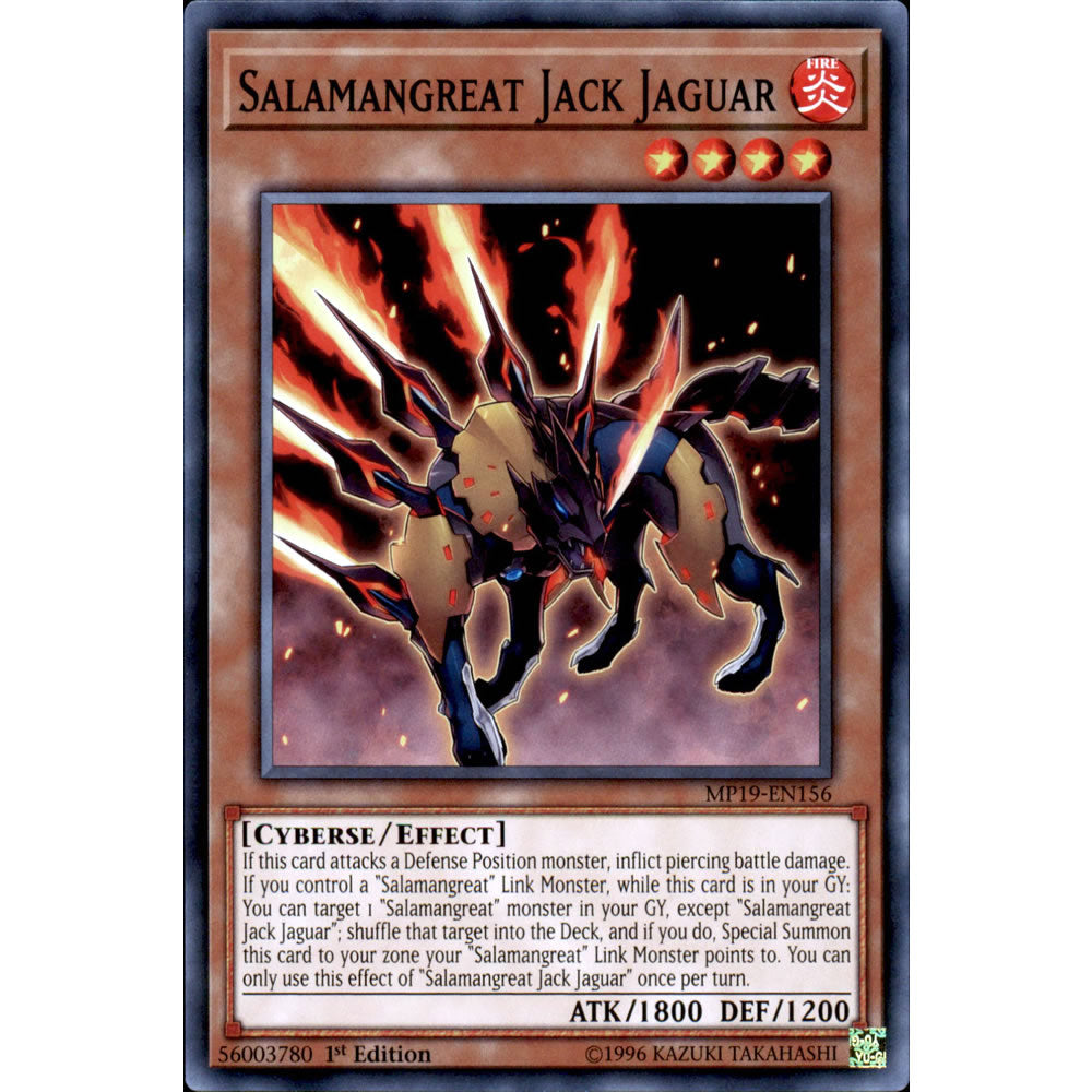 Salamangreat Jack Jaguar MP19-EN156 Yu-Gi-Oh! Card from the Mega Tin 2019 Mega Pack Set