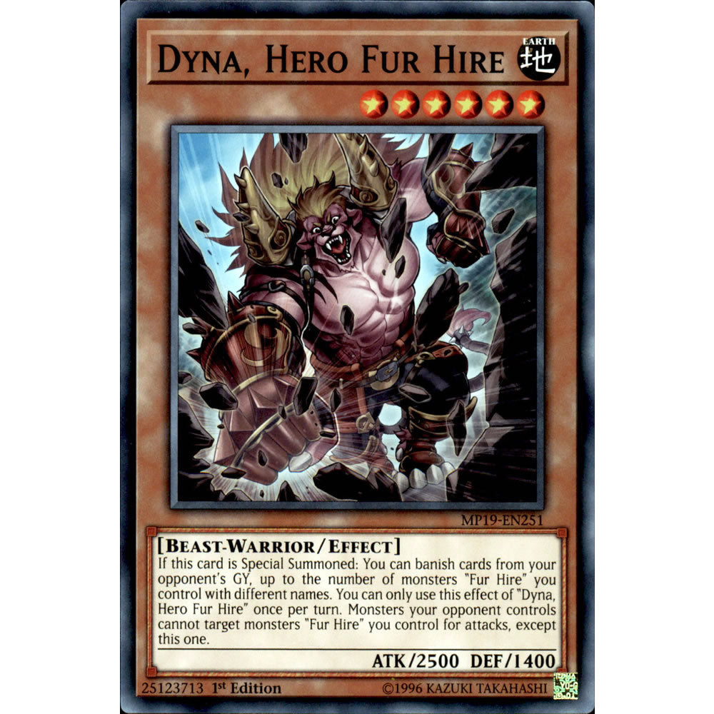 Dyna, Hero Fur Hire MP19-EN251 Yu-Gi-Oh! Card from the Mega Tin 2019 Mega Pack Set