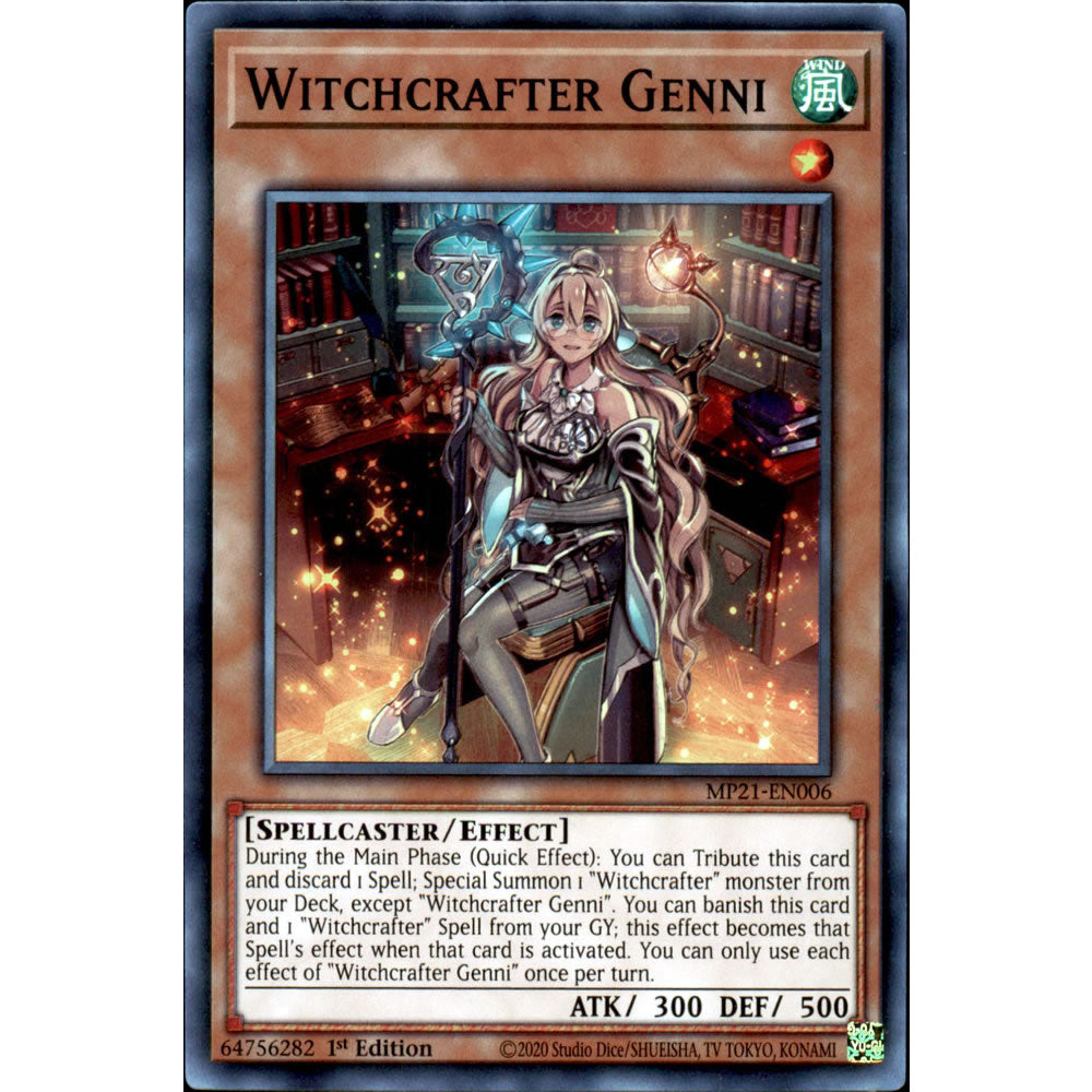 Witchcrafter Genni MP21-EN006 Yu-Gi-Oh! Card from the Mega Tin 2021 Mega Pack Set