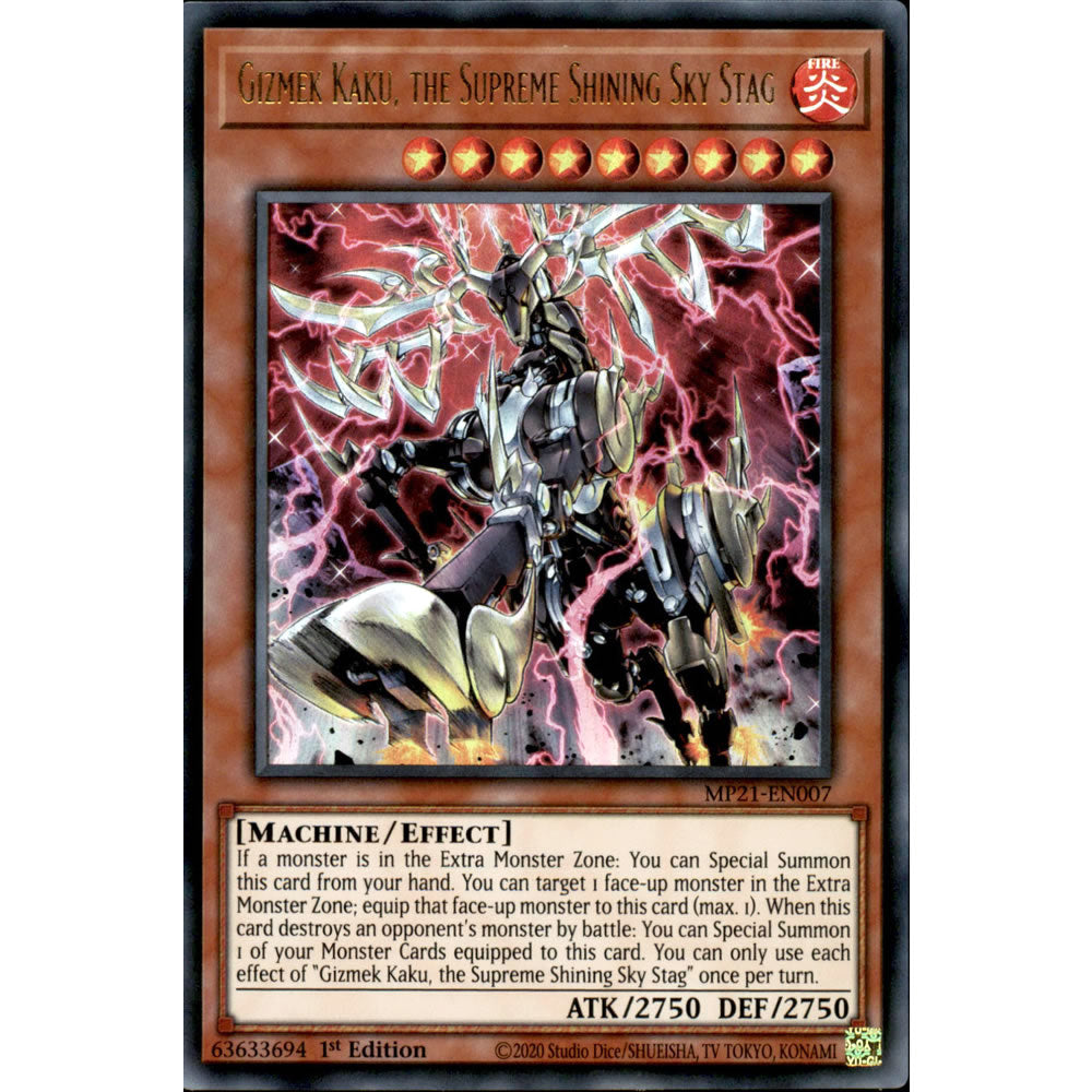 Gizmek Kaku, the Supreme Shining Sky Stag MP21-EN007 Yu-Gi-Oh! Card from the Mega Tin 2021 Mega Pack Set