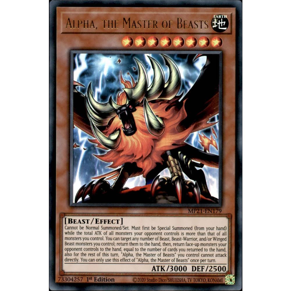 Alpha, the Master of Beasts MP21-EN179 Yu-Gi-Oh! Card from the Mega Tin 2021 Mega Pack Set