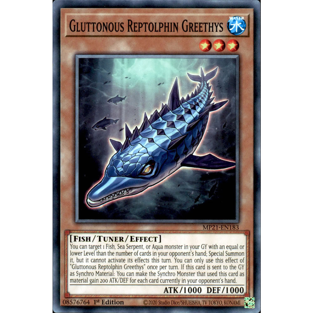 Gluttonous Reptolphin Greethys MP21-EN183 Yu-Gi-Oh! Card from the Mega Tin 2021 Mega Pack Set