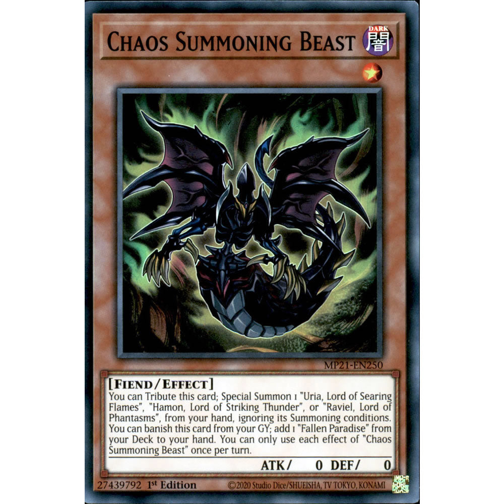 Chaos Summoning Beast MP21-EN250 Yu-Gi-Oh! Card from the Mega Tin 2021 Mega Pack Set