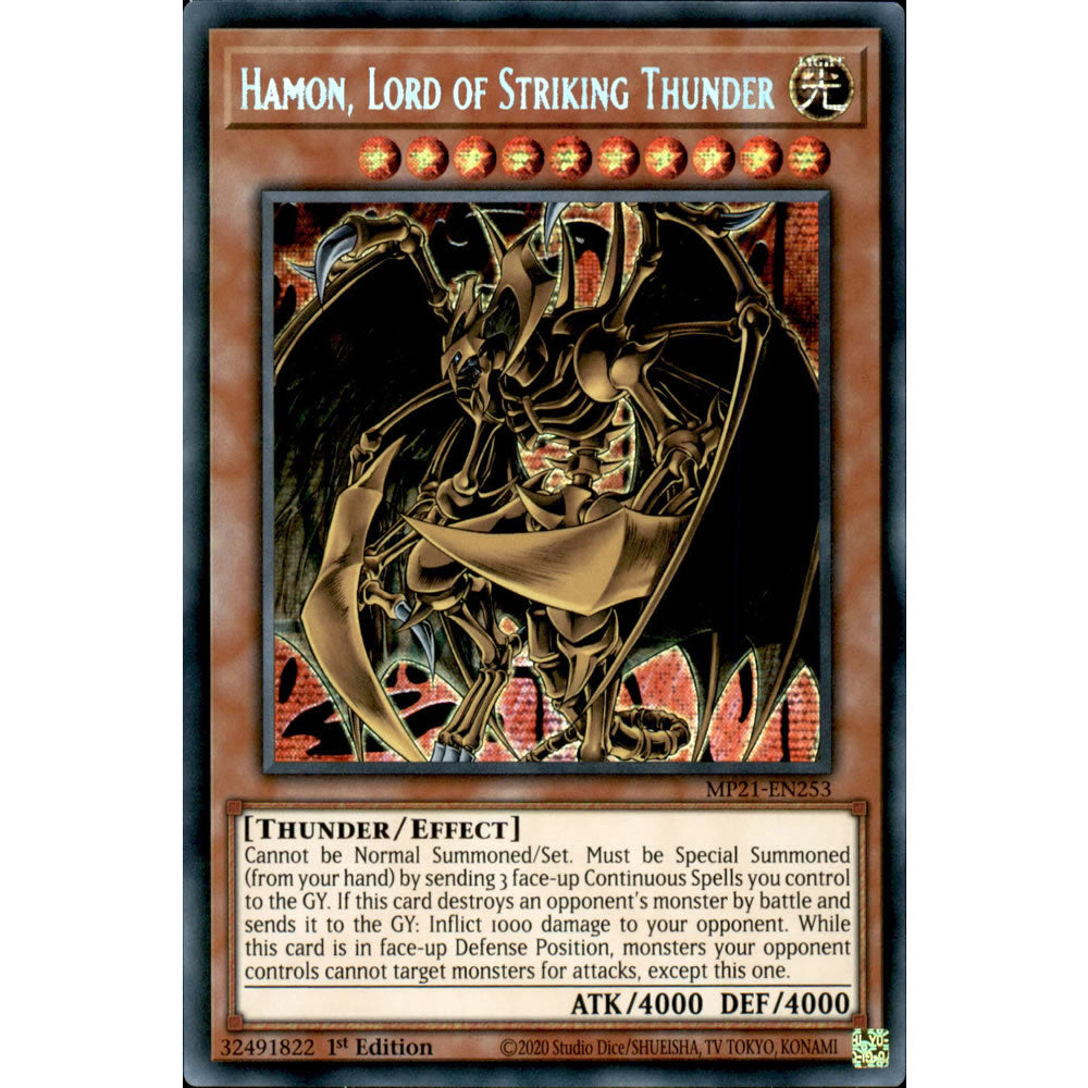 Hamon, Lord of Striking Thunder MP21-EN253 Yu-Gi-Oh! Card from the Mega Tin 2021 Mega Pack Set