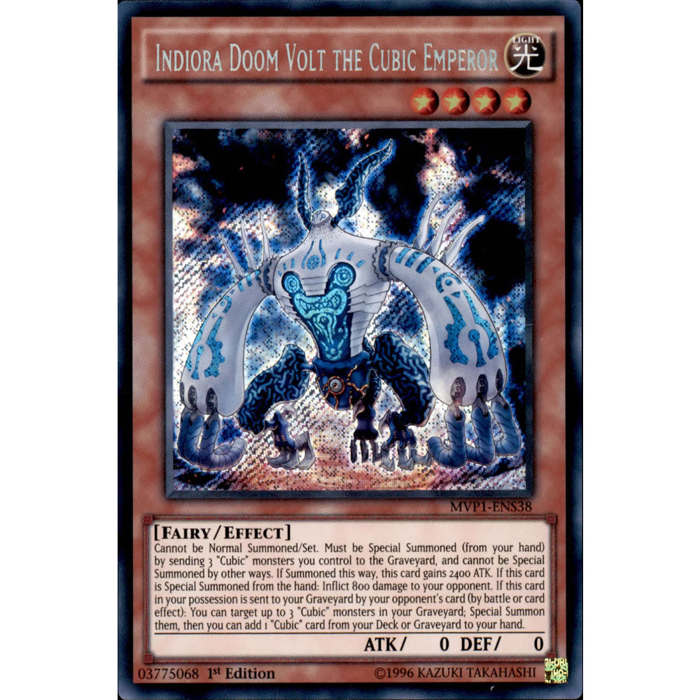 Indiora Doom Volt the Cubic Emperor MVP1-ENS38 Yu-Gi-Oh! Card from the The Dark Side of Dimensions Movie Secret Edition Set
