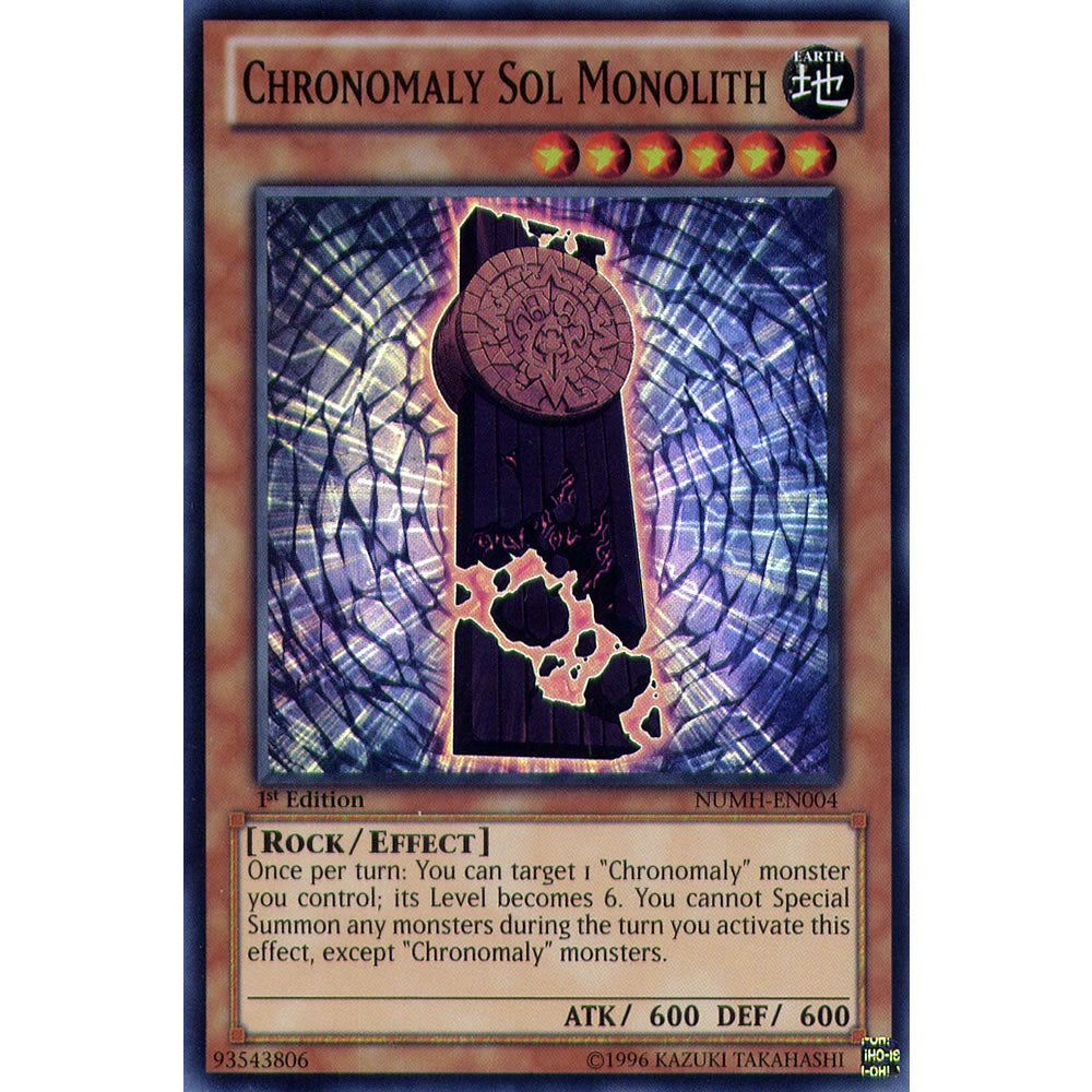 Chronomaly Sol Monolith NUMH-EN004 Yu-Gi-Oh! Card from the Number Hunters Set
