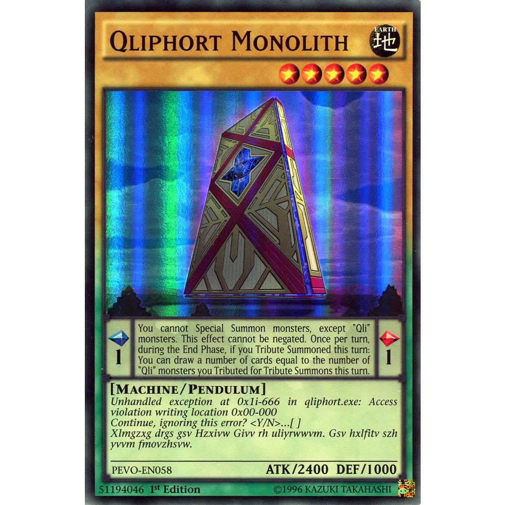 Qliphort Monolith PEVO-EN058 Yu-Gi-Oh! Card from the Pendulum Evolution Set