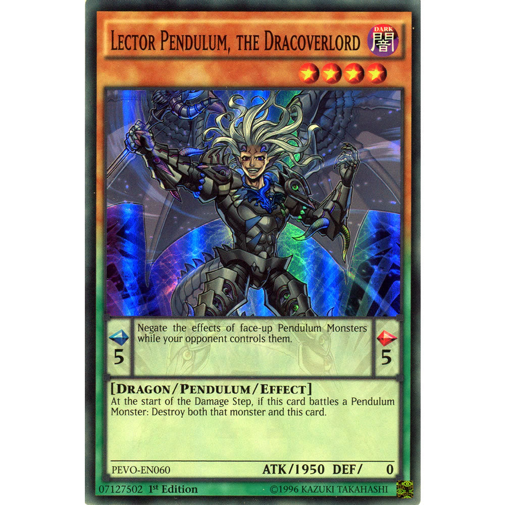 Lector Pendulum, the Dracoverlord PEVO-EN060 Yu-Gi-Oh! Card from the Pendulum Evolution Set