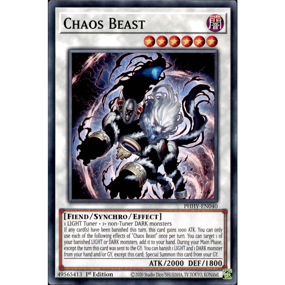 Chaos Beast PHHY-EN040 Yu-Gi-Oh! Card from the Photon Hypernova Set