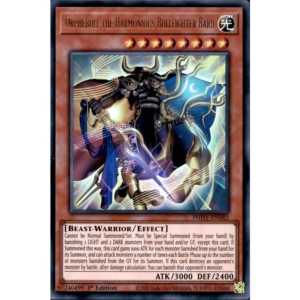 Orphebull the Harmonious Bullfighter Bard PHHY-EN082 Yu-Gi-Oh! Card from the Photon Hypernova Set