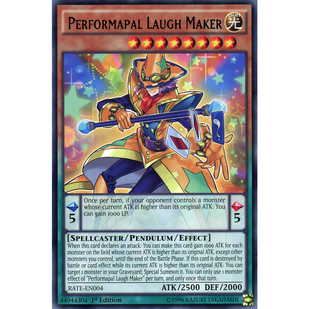 Performapal Laugh Maker RATE-EN004 Yu-Gi-Oh! Card from the Raging Tempest Set