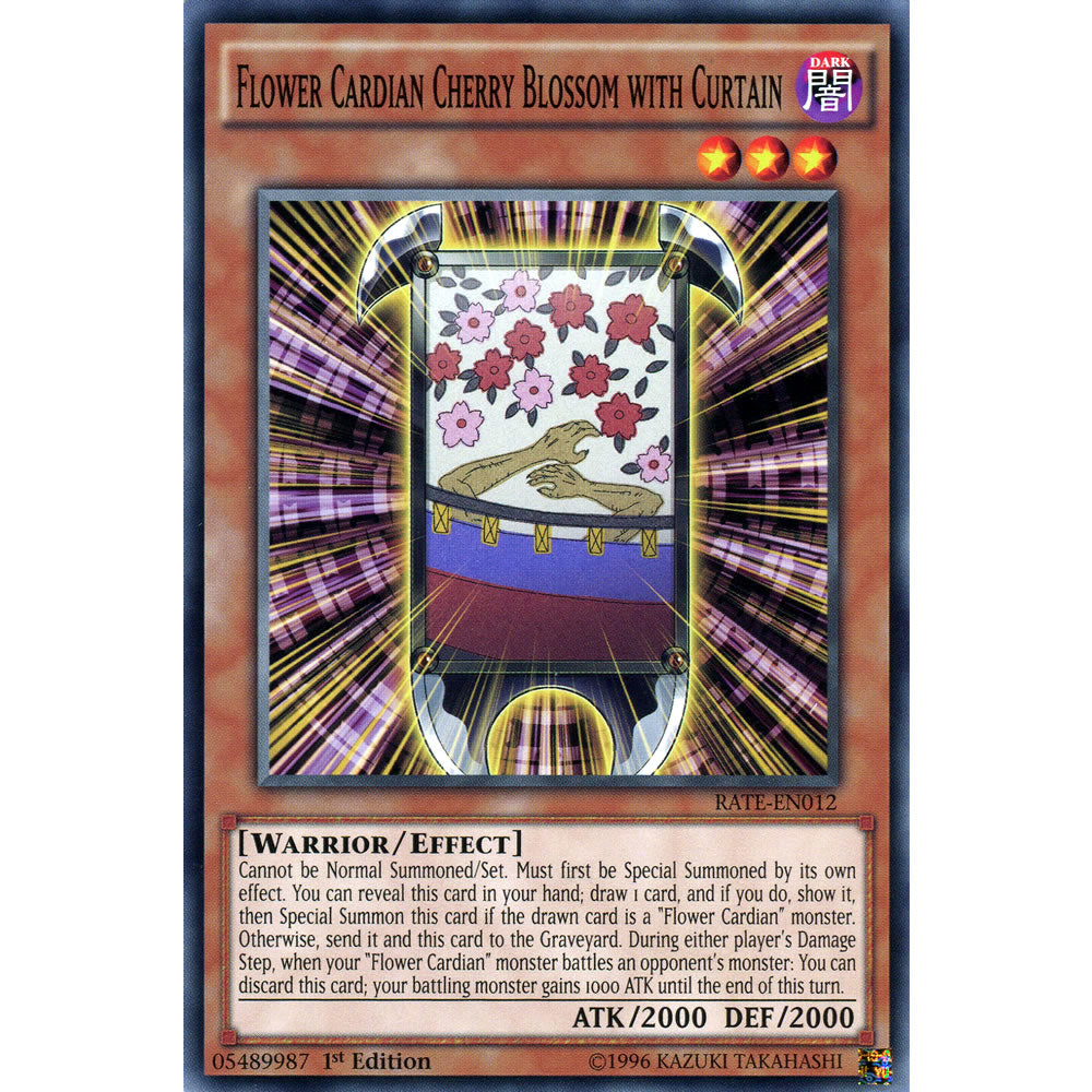 Flower Cardian Cherry Blossom with Curtain RATE-EN012 Yu-Gi-Oh! Card from the Raging Tempest Set