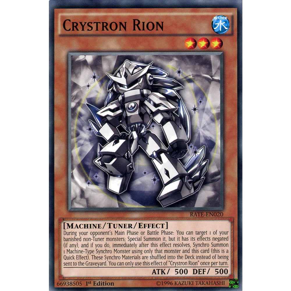 Crystron Rion RATE-EN020 Yu-Gi-Oh! Card from the Raging Tempest Set