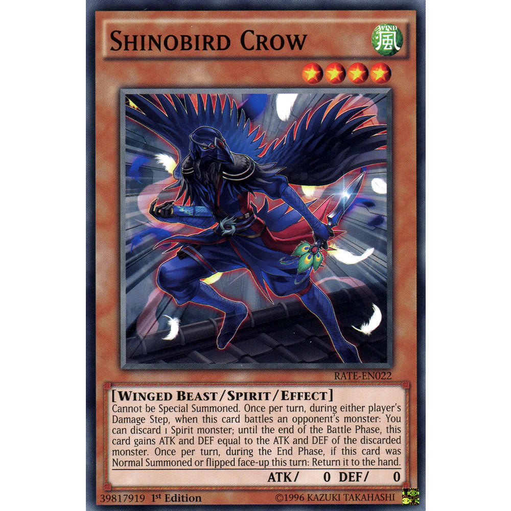 Shinobird Crow RATE-EN022 Yu-Gi-Oh! Card from the Raging Tempest Set