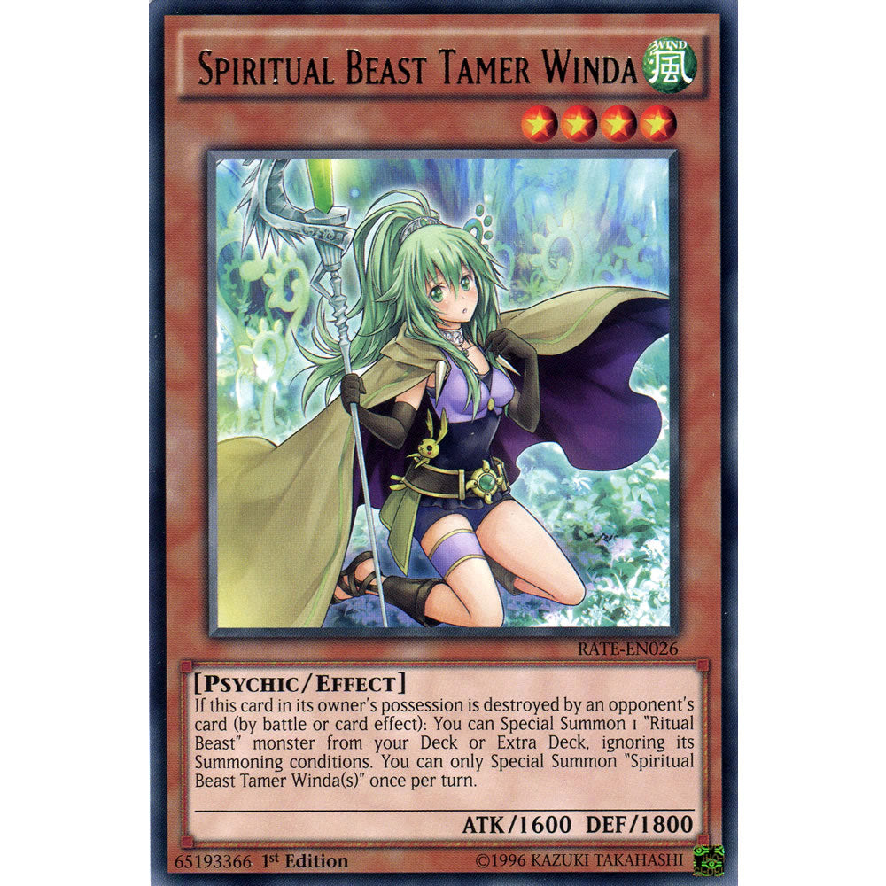 Spiritual Beast Tamer Winda RATE-EN026 Yu-Gi-Oh! Card from the Raging Tempest Set